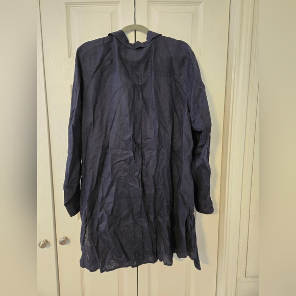 Talbots Linen Navy Blue Button-Down Tunic, Size 24W - Picture 2 of 8